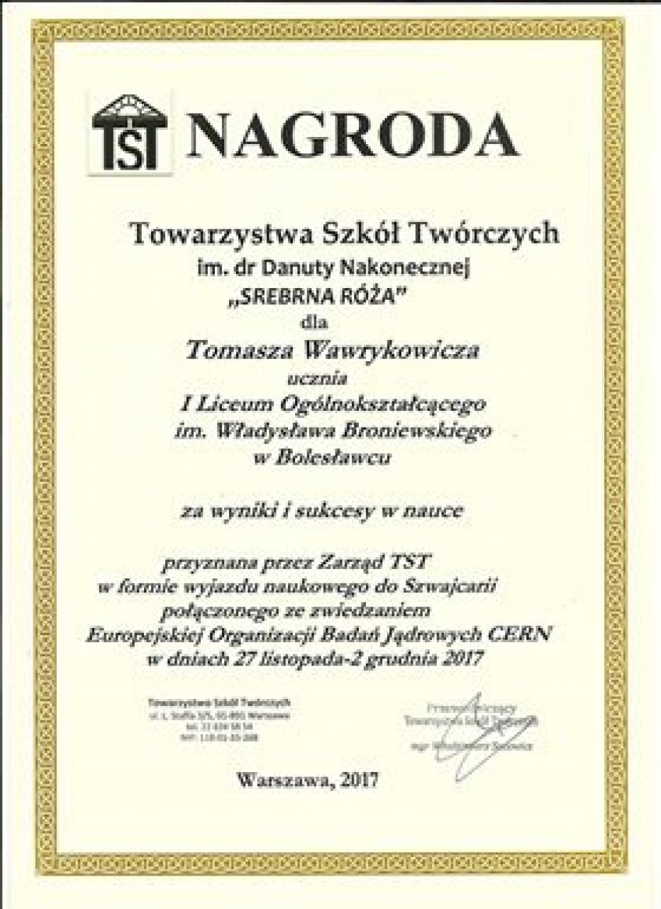 Podróż do Szwajcarii – nagrodą dla Tomka Wawrykowicza